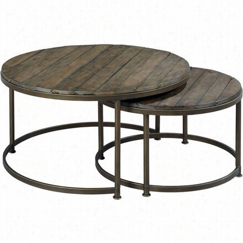 Hammary 563-911 Leone Ound Cocktail Table In Weathered Barn/antique Brass