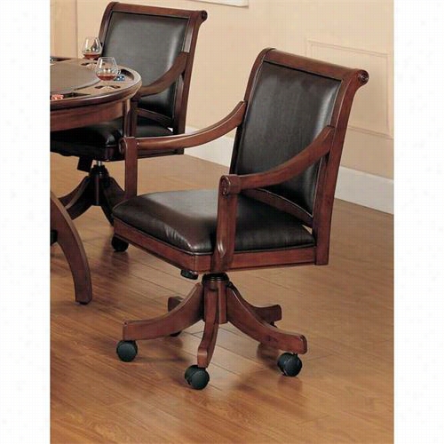 Hill Sdale Furniture 4185-800 Palm Springs Castered Game Chair In Medium Brown Cherry