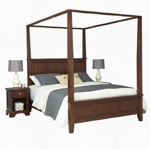 Home Styles 5529-6102 Chesapeake King Canoppy Receptacle And Two Night Stands In Cherry