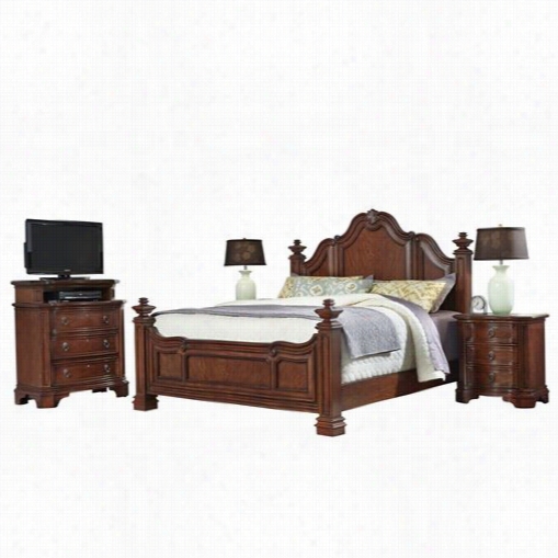 Home Styles 5575-6029 Santiago King Bed, Two Night Stands And Medi A Chest In Cognac
