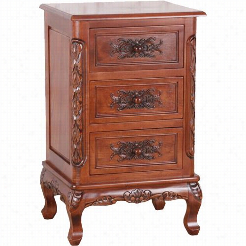 International Caravan 3848 Carved Wood Three End Table