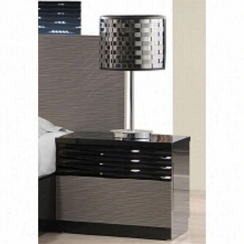 Jamp;m Furniture 17777-ns Roma Night Stand In Black And Grey Lacquer