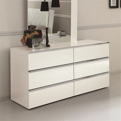 J&m Furniture 18067-d Stella Dresser In White Varnish /chrome