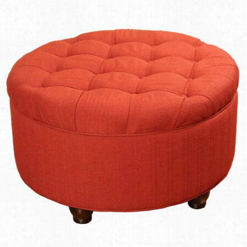 Kinfine K6206-f409 Red Tufted Round Cocktail Storage Ottoman