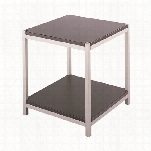 L1te Source Ldk-6120ssdwal Vista End Table In Stainless Steell/dark Walnut Wod