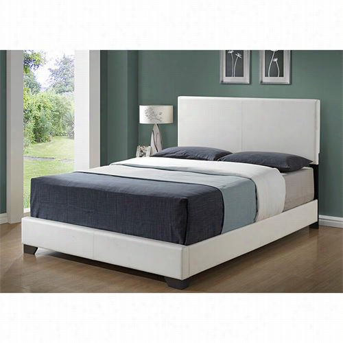 Monarch Specialties I5907q Queen Size Bed In Whiteleather Look