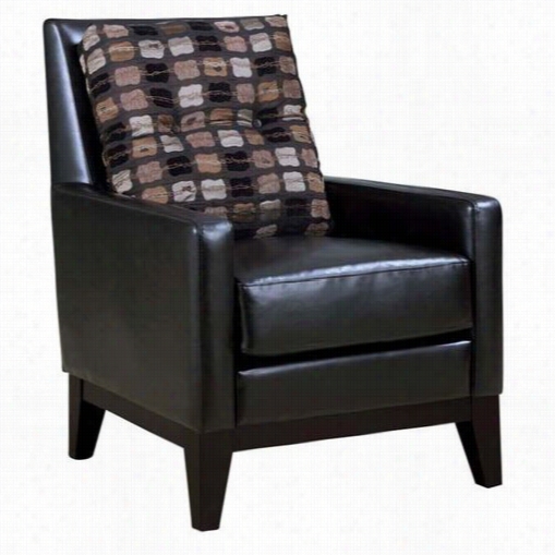 Monarc Specialties I8110 Leather-look Chair In Dark Brown Wwith An Accent Pillow