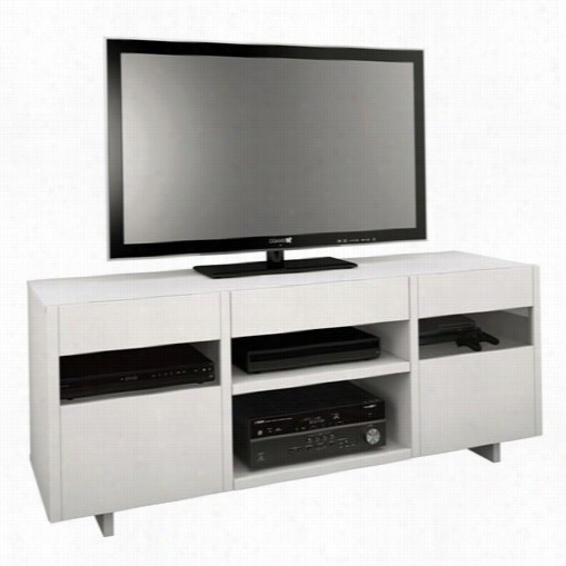 Nexera 102803 Oslo 60"" Tv Stand In Whit E Textured Lac Quer