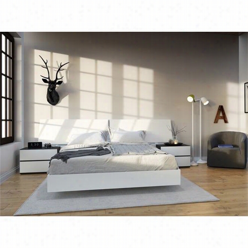 Neexera 400655 Acapella 102"" Bedroom Kit Includes Bed, Headboard And Nightstand