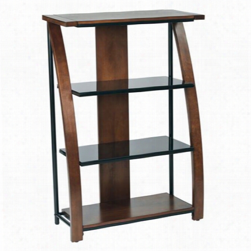 Office Star Emt27 Emette Bookcase With Two Glass Shelves And Cherry