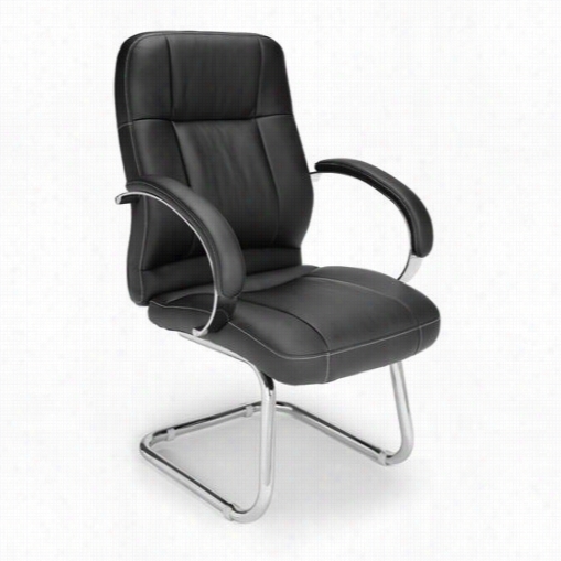 Ofm 5118-lx-t Stimulus Series Leatherette Executive Mid-back Visitor Chair In Chromd/black