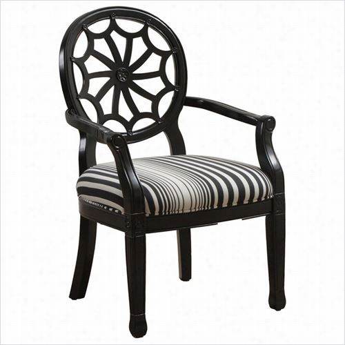 Powell Furnitur E14s8027 Spider Back Arm Chair With Black And White Stripedfabric