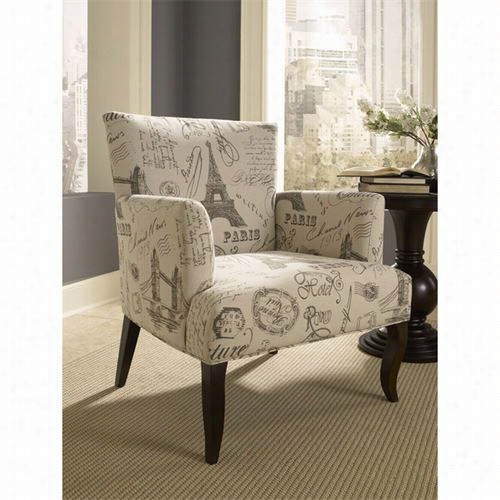 Powell Furniture  409-936 38"" French Calligraphy Wing Chair In Black