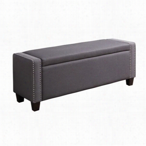 Pri Ds-2178-132 Upholstered Bed Storage Bench In Slate