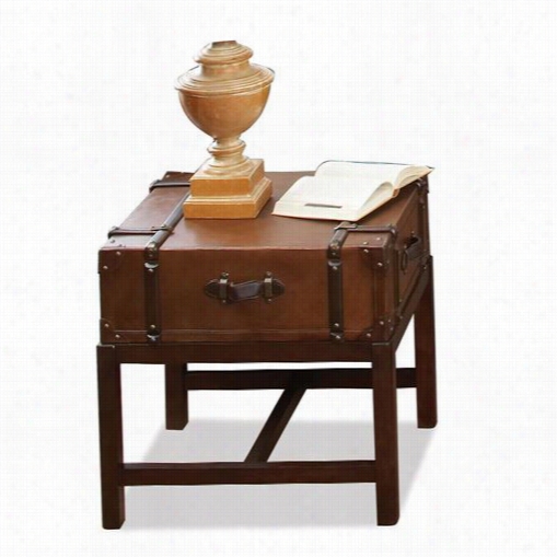 Riverside 3879 Latitudes Suitcase End Table In Aged Cognac Wood