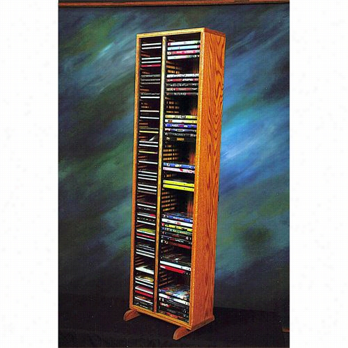The Wood Shed 211-4cd-dvd Solid Oak Towe Rfor Cd's And Dvd's (individual Locking  Slots)