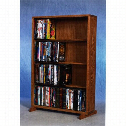 The Wood Shed 415-24 Solid Oak 4 Row Dowel Dvd Cabinet Tower