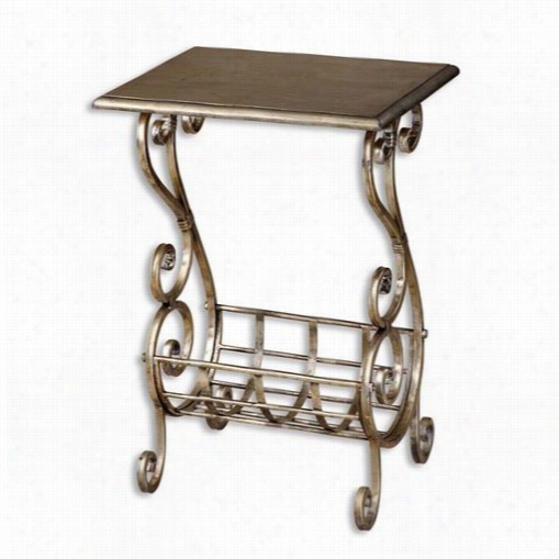 Uttermost 26117 Lilah Mgaazine Table, Lightly Burnished Silvre