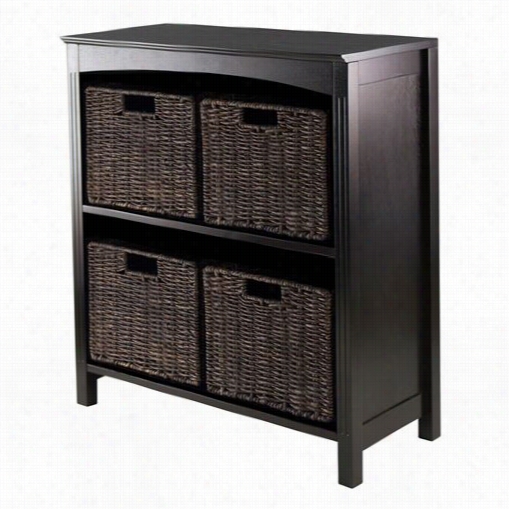 Winsome9 2527 5 Piece Storage 3-tier Shelf In Dark Esp Resso Wiyh  4 Small Baskets