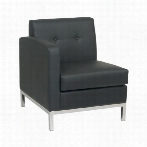 Worksmart Wst51lf-b18 Wall Street Faux Leath Er Single Left Arm Facing Chair Ni Black