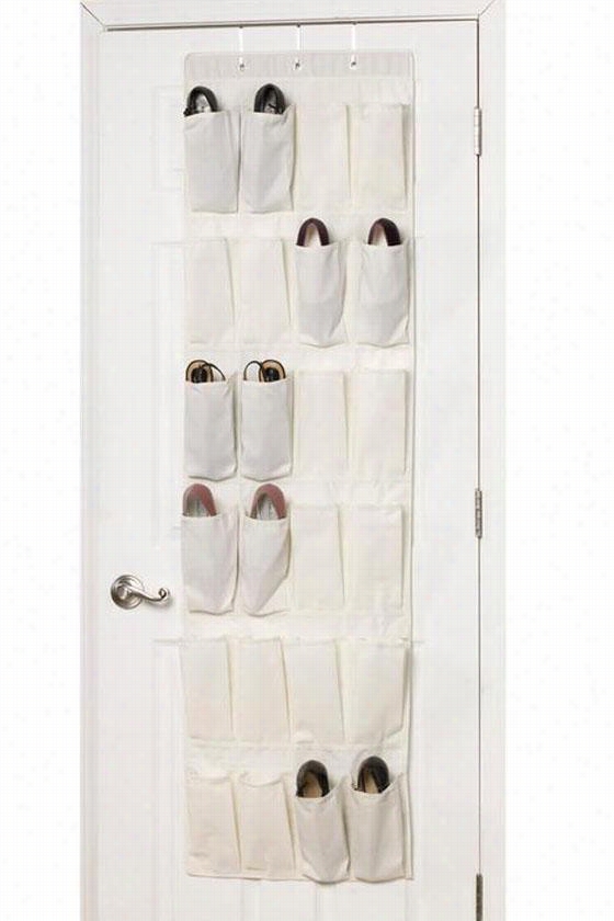 24-pocket Over-the-door Shoeo Rganizer - 64""hx12""w, Ivory