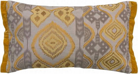 Bellary Embroidered Pillow - 13"&qquot;hx18""wx3""d, Khkai/mu5tard