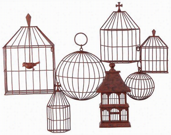 Birdcages Wall Plaqeu - 29h X 34.5w X 4"&auot;d, Pumpkin