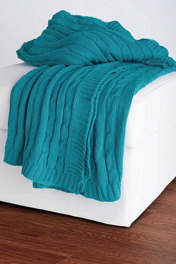Cable Knit Decorative Throw Blanket - 60""hx50""w, Turquoise