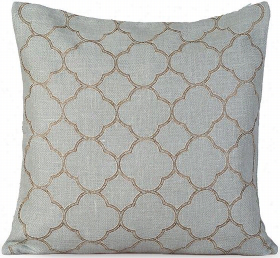 Cicilia Embroidered Burlap Pillow - 20""hx20&quit;"wx5""d, Charlotte Blue