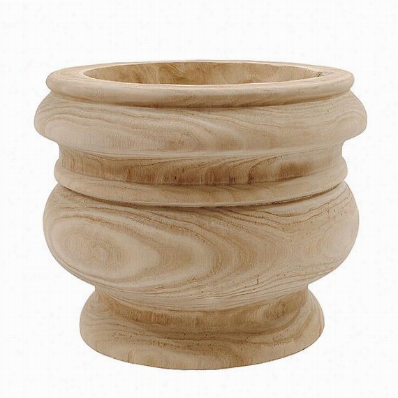 Clancy Wood Urn Planter - 9.5""hx12""diameter, Ivory