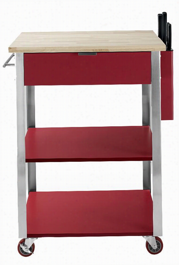 Culinary Prep Kitchen Cart -- 35""hx28"&quott;wx24""d, Red