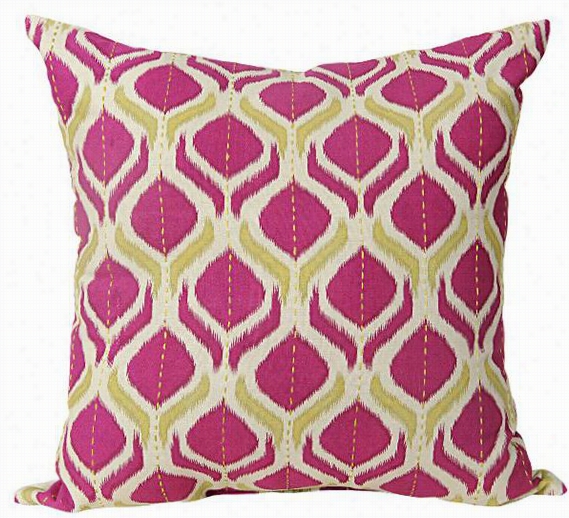 Flame Ikat Pillow - 18&qot;"hx18""wx4""d, Hot Pinj