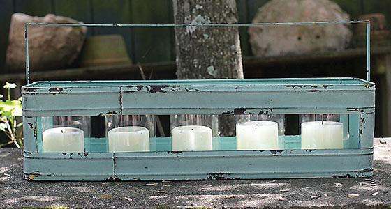 Lane Candle Holder - 11"&quott;hx24""wx6""d, Aqua Blue