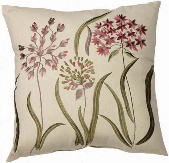 Lillian Flower Decorative Pillow - 20hx20wx7d, Beige