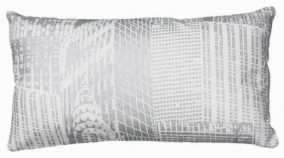 Metallic City Spectacle Pillow - 11""hx21""wx3""d, White