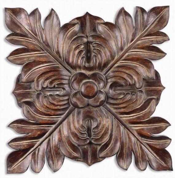 Muriel Wall Plaque - 34h X 34w X 2"&qot;d, Chestnut Brown