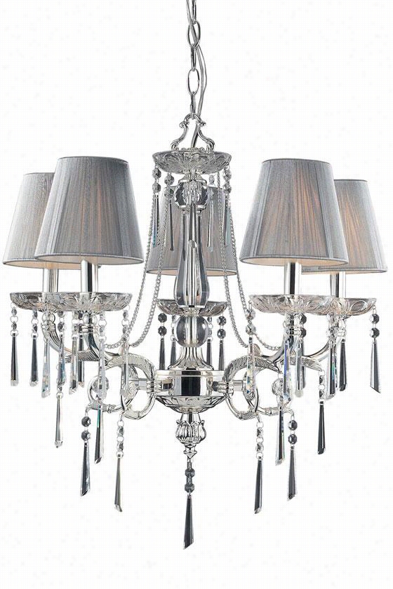 Palace 23""w Chandelier - 5-light, Polished Silver