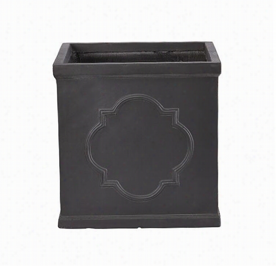 Quatrefoil Rectangular Planter - 24""hx17""wx8"&uot;d, Graphite