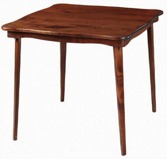 Scalloped All Wood Folding Table - 29""hx32""sq, Brick Red