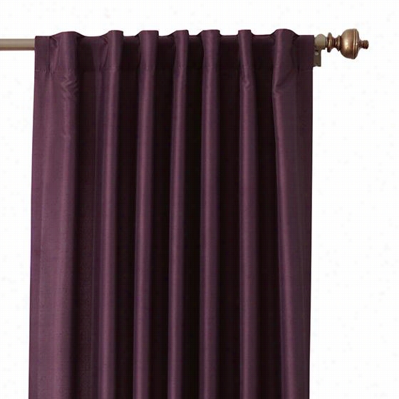 Slub Faux Silk Back Tab  Curtain Panel - 95'hx54""w, Purple