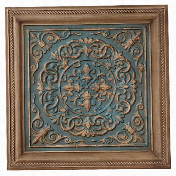 Stamped Metal Wall Plaque - 16.5""squarex1.25""d, Teal