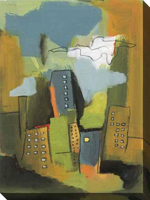 Summertime Skyscrapers I Canvs Wqll Art - I, Green