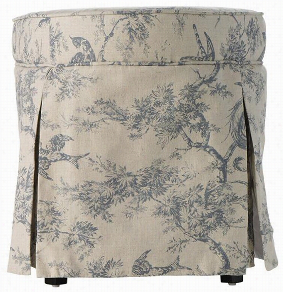 Sydney Vanity Stool  - 19.3hx18.5d, Bluee Flower