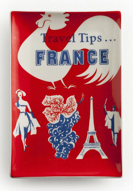 Travel France Voyage  Tray - 0.5""hx4.25""w6x., Red