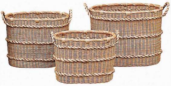 Wicker Baskets - Set Of 3 - Set/3, Tan