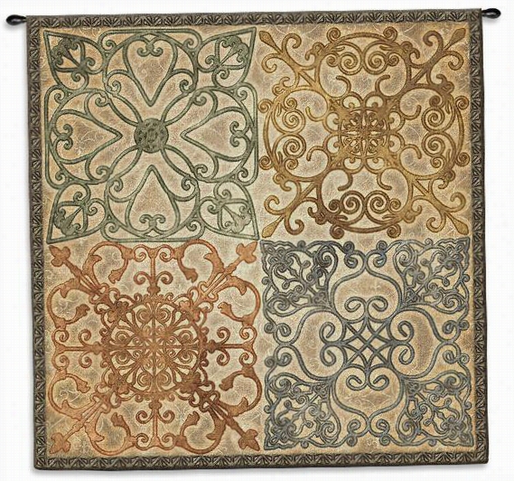 Wrought Iron Elegancee Tapestry - 44&qu0t;"hx44""w, Neugral Tones