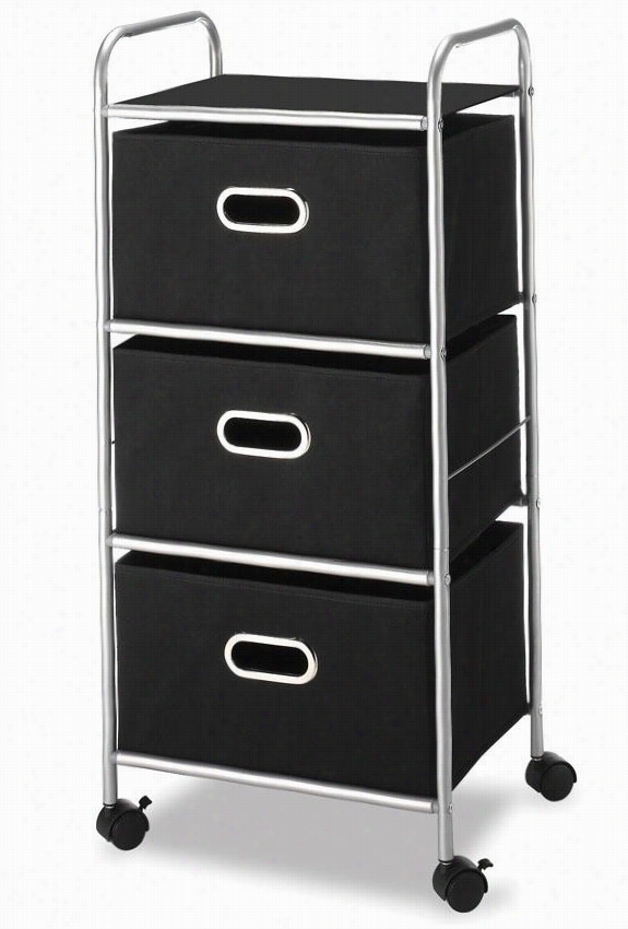 3-drawer Cart - 35""hx17""wwx13""d, Black