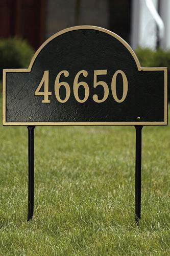 Arch One -line Stzndard Lawn Address Plaque - Standard/1 Lien, Black