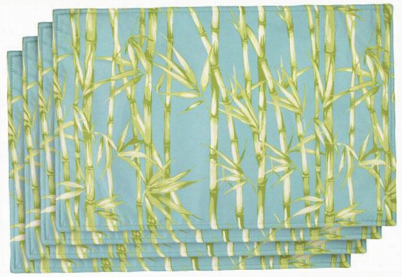 Bamboo Garden Placemats - Set Of 4 - Set Of Four, Seaspray/aqua