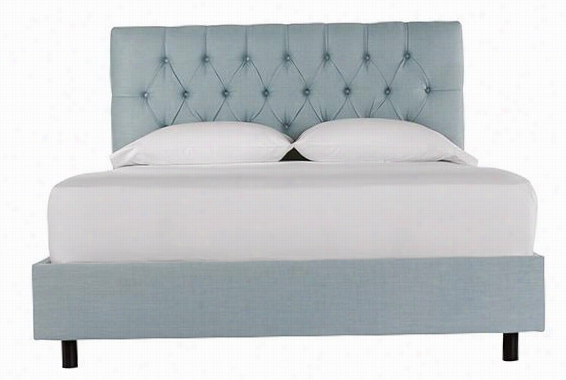 Belgian Linen Custom Kensington Upholstered Bed - Queen, Aero